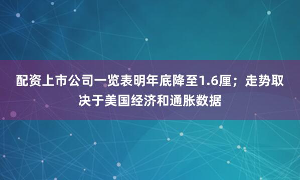 配资上市公司一览表明年底降至1.6厘；走势取决于美国经济和通胀数据
